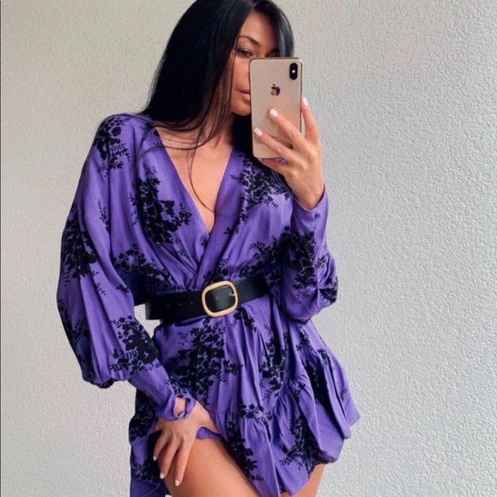 Zara Purple Print Dress Size Large